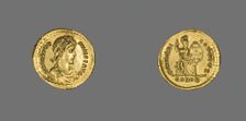 Solidus (Coin) of Emperor Theodosius I, 383 (25 August)-388 (28 August). Creator: Unknown