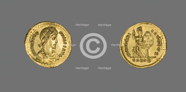 Solidus (Coin) of Emperor Theodosius I, 383 (25 August)-388 (28 August). Creator: Unknown.