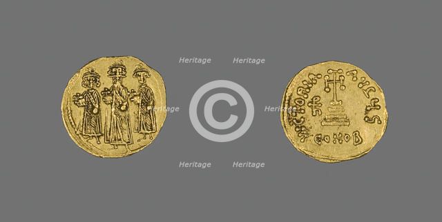 Solidus (Coin) of Heraclius, 638-641. Creator: Unknown.