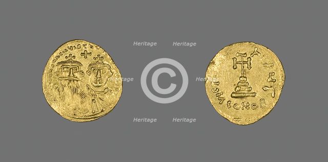 Solidus (Coin) of Heraclius and Heraclius Constantine, 629-632. Creator: Unknown.