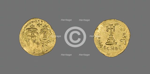 Solidus (Coin) of Heraclius and Heraclius Constantine, 629-632. Creator: Unknown.