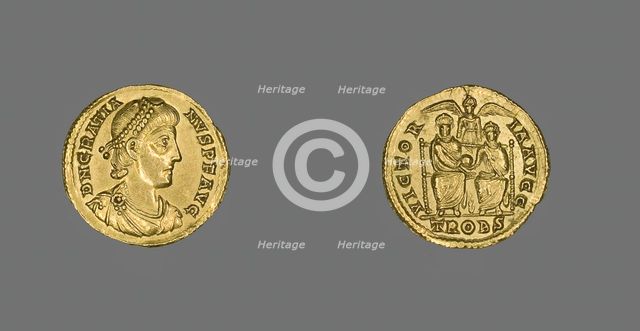 Solidus (Coin) Portraying Emperor Gratian, 375-378. Creator: Unknown.
