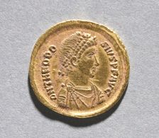 Solidus of Theodosius I the Great (obverse), 383-388. Creator: Unknown