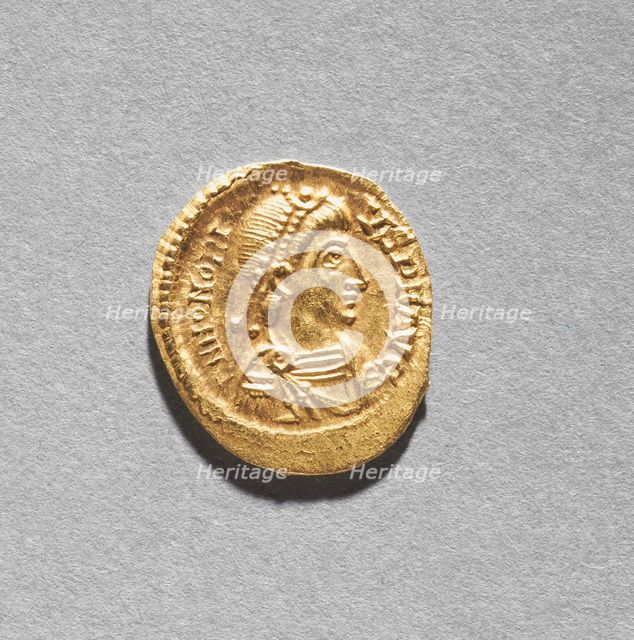 Solidus of Arkadios (obverse), 395-408. Creator: Unknown.