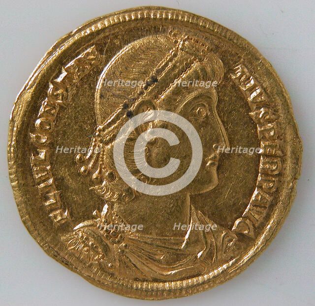 Solidus of Constantius II (337-361), Byzantine, 337-47. Creator: Unknown.