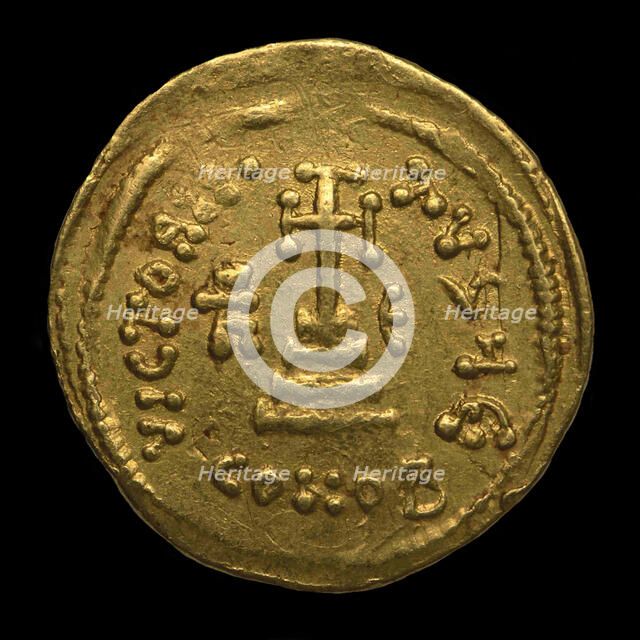 Solidus of Heraclius. Crux Potens on three steps (Reverse), 639-641. Creator: Numismatic, Ancient Coins  .