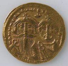 Solidus of Heraclius and Heraclius Constantine, Byzantine, 629-631. Creator: Unknown