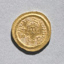Solidus of Justinian I (obverse), c. 545-565. Creator: Unknown