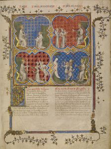 Solomon Teaching Rehoboam; The Judgment of Solomon; Solomon Testing the Legitimacy..., about 1360-70 Creator: Master of Jean de Mandeville