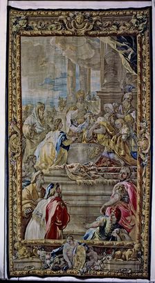 Solomon anointed as king of Israel tapestry made ??by the Royal Tapestry Factory on cardboards …