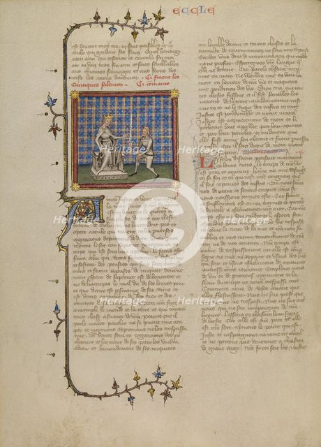 Solomon and a Soldier, about 1360-1370. Creator: Master of Jean de Mandeville.