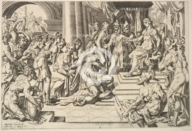 Solomon and the Queen of Sheba, 1549. Creator: Dirck Volkertsen Coornhert.
