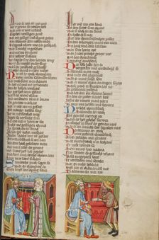 Solomon and the Queen of Sheba: A Messenger Sees Solomon; Weltchronik, about 1400-1410. Creator: Unknown