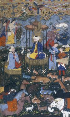 Solomon enthroned, 16th century. Creator: Zayn Al-Abidin