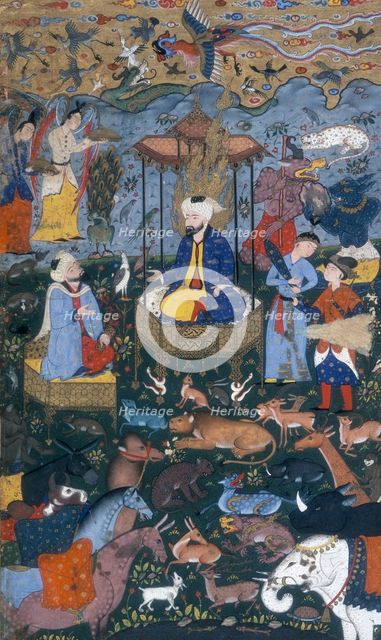 Solomon enthroned, 16th century. Creator: Zayn Al-Abidin.