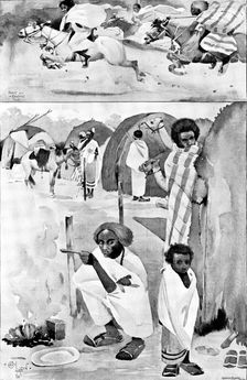 Somaliland at the Crystal Palace: inside the Somali Kraal, 1895. Creator: Andre & Sleigh