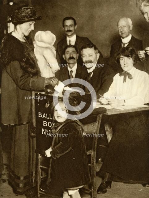 Some women are able to vote for the first time, Britain, 14 December 1918, (1935). Creator: Unknown.