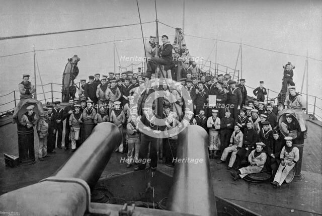 Some of the company of the first-class battleship HMS 'Sans Pareil', 1896. Artist: Gregory & Co