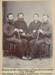 Some of the defenders of Turuturumokai, July 12 1868 - Kershaw, Flanagan, Beamish, O'Connor, c.1900 Creator: William Francis Gordon
