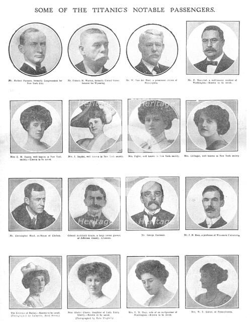 'Some of the Titanic's Notable Passengers', April 20, 1912. Creator: Unknown.