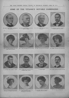 Some of the Titanic's Notable Passengers April 20, 1912. Creator: Unknown