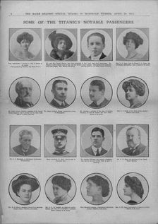 Some of the Titanic's Notable Passengers April 20, 1912. Creator: Unknown