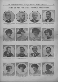 Some of the Titanic's Notable Passengers April 20, 1912. Creator: Unknown