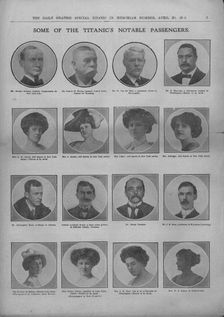 Some of the Titanic's Notable Passengers April 20, 1912. Creator: Unknown