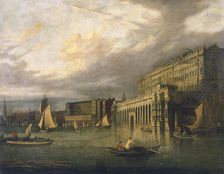 Somerset House and the Adelphi from the River c1825. Artist: John Paul