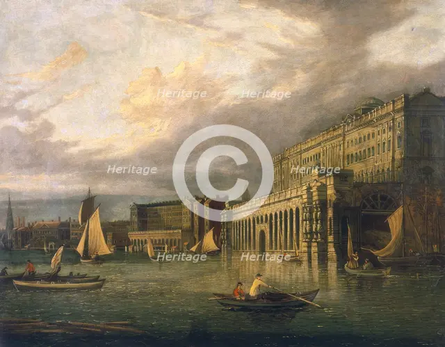 'Somerset House and the Adelphi from the River', c1825. Creator: John Paul.