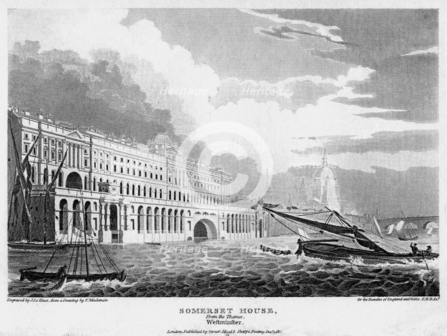 Somerset House, from the Thames, London, 19th century.Artist: H le Keux