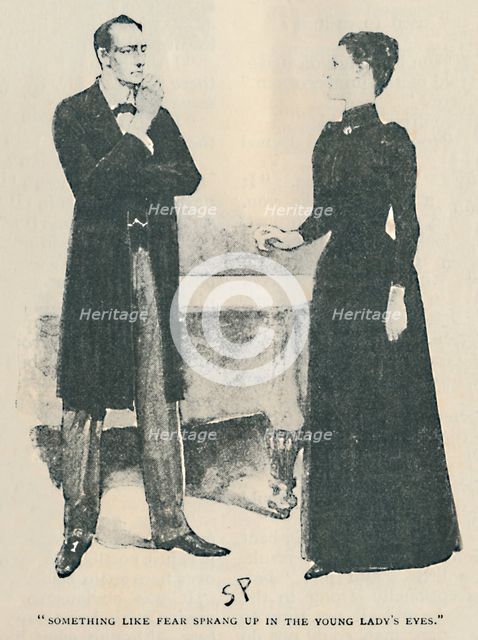 'Something Like Fear Sprang Up In The Young Ladys' Eyes', 1892. Artist: Sidney E Paget.