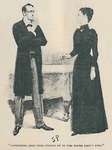 Something Like Fear Sprang Up In The Young Ladys Eyes 1892. Artist: Sidney E Paget
