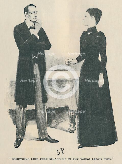 'Something Like Fear Sprang Up In The Young Ladys' Eyes', 1892. Artist: Sidney E Paget.