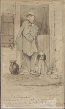 Son Felix by the half-door of the Snepenschrik summer house, 1864. Creator: Johannes Tavenraat