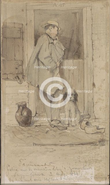 Son Felix by the half-door of the Snepenschrik summer house, 1864.  Creator: Johannes Tavenraat.
