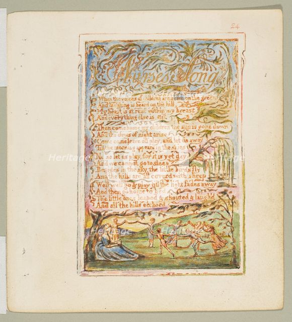 Songs of Innocence and of Experience: Nurse's Song, ca. 1825. Creator: William Blake.