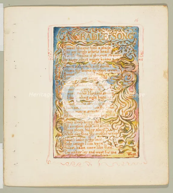Songs of Innocence and of Experience: A Cradle Song, ca. 1825. Creator: William Blake.