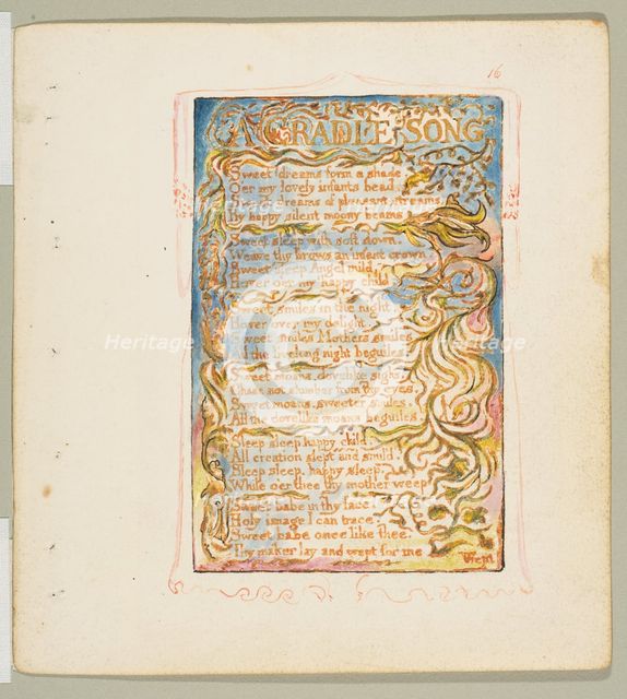 Songs of Innocence and of Experience: A Cradle Song, ca. 1825. Creator: William Blake.