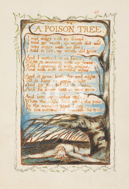 Songs of Innocence and of Experience: A Poison Tree, ca. 1825. Creator: William Blake.