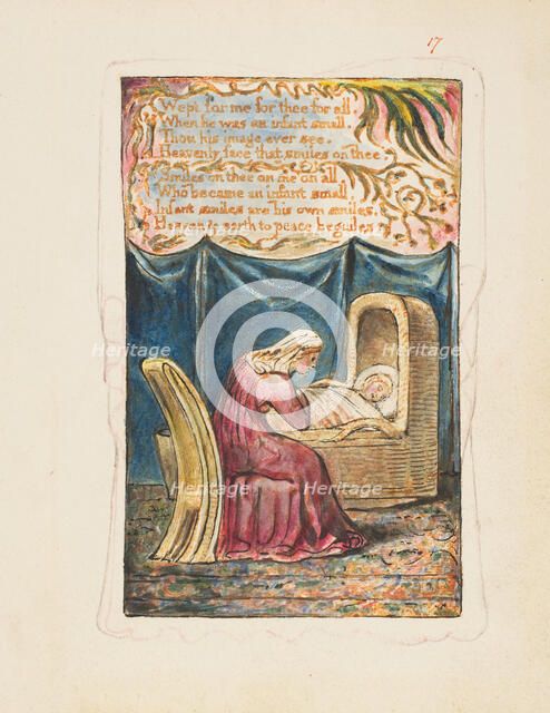 Songs of Innocence and of Experience: Cradle Song (second plate): Wept for me..., ca. 1825. Creator: William Blake.