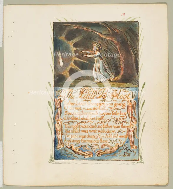 Songs of Innocence and of Experience: Little Boy Lost, ca. 1825. Creator: William Blake.