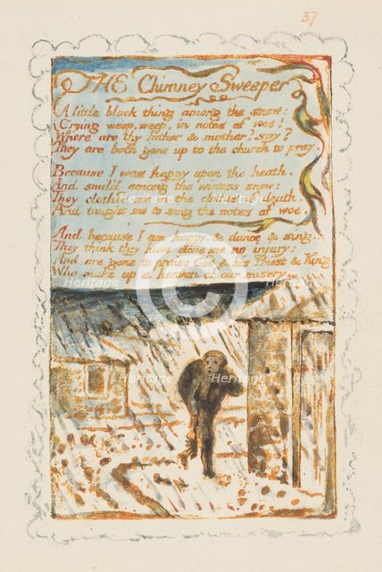 Songs of Innocence and of Experience: The Chimney Sweeper, ca. 1825. Creator: William Blake.