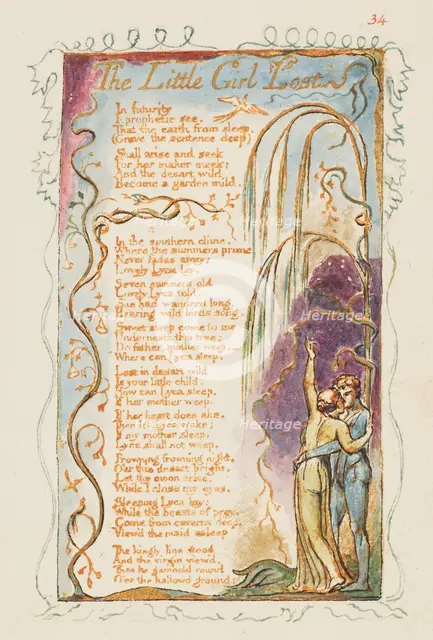 Songs of Innocence and of Experience: The Little Girl Lost, ca. 1825. Creator: William Blake.