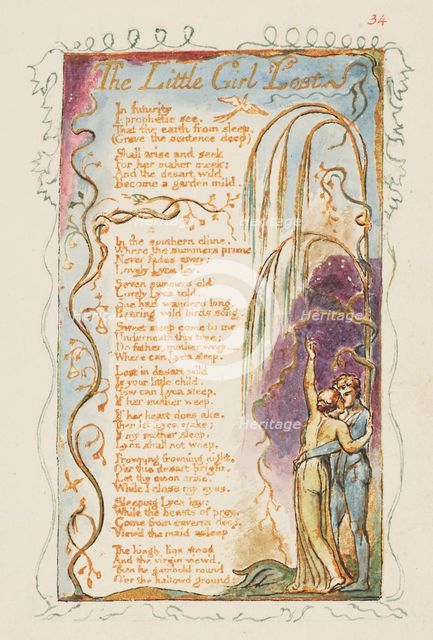 Songs of Innocence and of Experience: The Little Girl Lost, ca. 1825. Creator: William Blake.