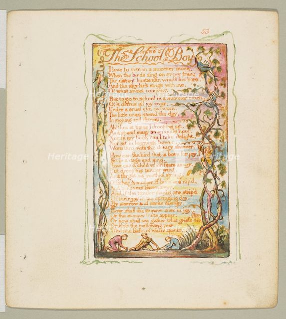 Songs of Innocence and of Experience: The School Boy, ca. 1825. Creator: William Blake.