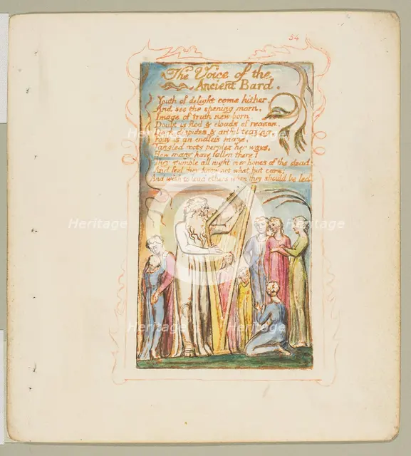 Songs of Innocence and of Experience: Voice of the Ancient Bard, ca. 1825. Creator: William Blake.
