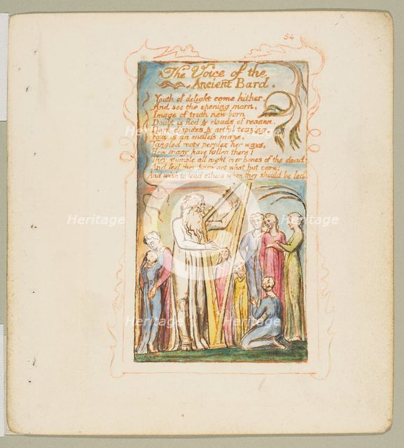 Songs of Innocence and of Experience: Voice of the Ancient Bard, ca. 1825. Creator: William Blake.