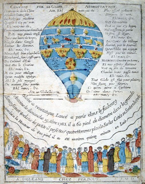 Song on the aerostatic sphere, 18th century. Artist: Unknown