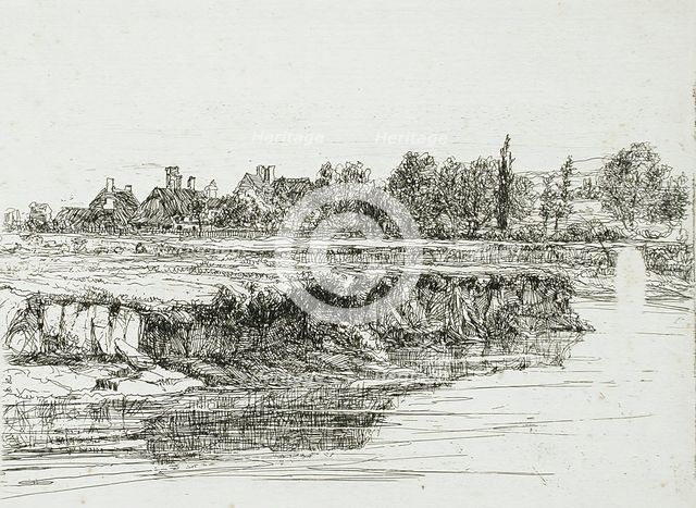 Sonning Bank, 1865. Creator: Francis Seymour Haden.